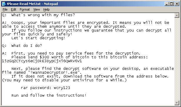 WannaCry note